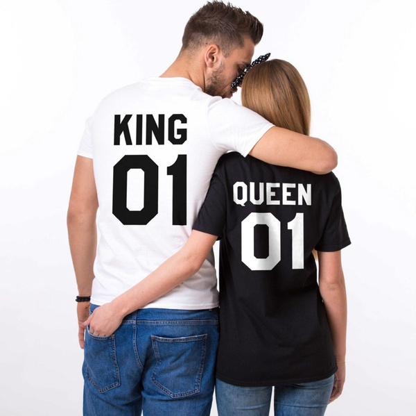 King 01 \u0026 Queen 01 Couples T-shirt King 