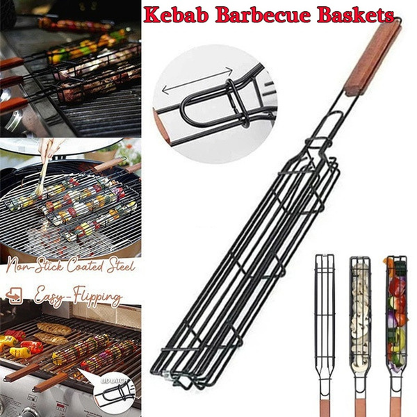 Portable BBQ Grilling Basket Stainless Steel Nonstick Grill Barbecue KitchenTool 