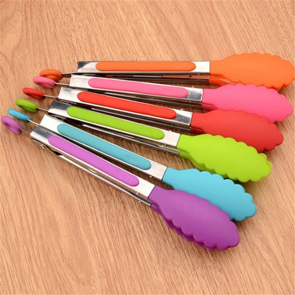 Food Tong Stainless Steel Kitchen Tongs Silicone Non-slip Cooking