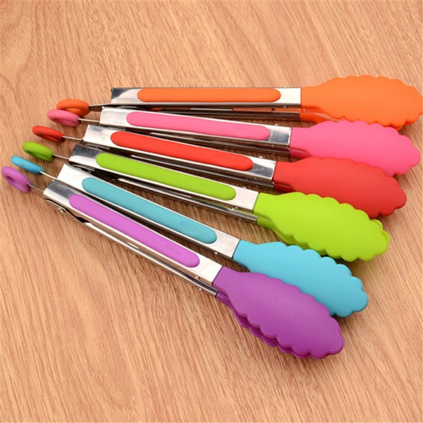 Non-slip Silicone Food Tong Stainless Steel Kitchen Tongs Cooking