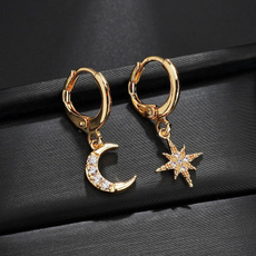 Hoop Earring, Star, Jewelry, gold