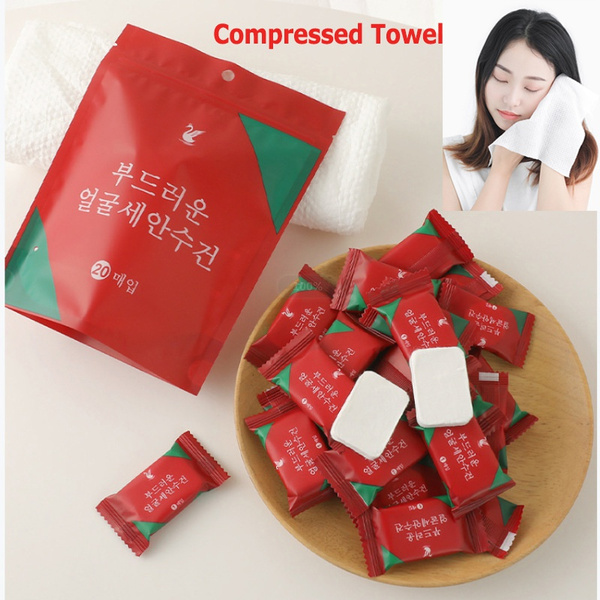 20pcs Disposable Pure Cotton Compressed Portable Travel Face Towel 