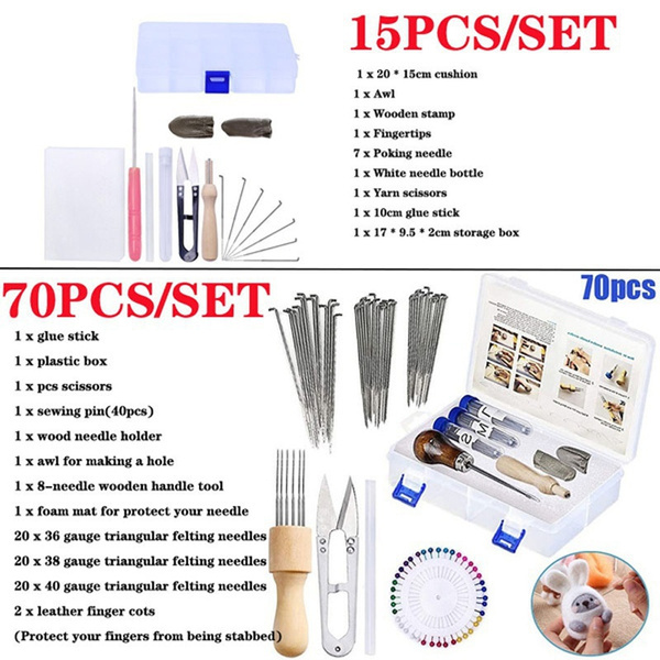 70Pcs/15pcs Needle Felting Tools Kit Needles Felting Needles Foam