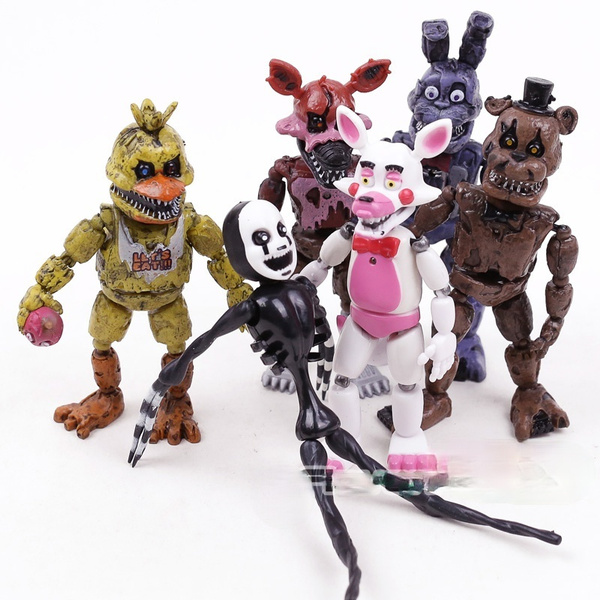 6 Pcs Five Nights at Freddy's Nightmare Chica Bonnie foxy Action Figure Toy