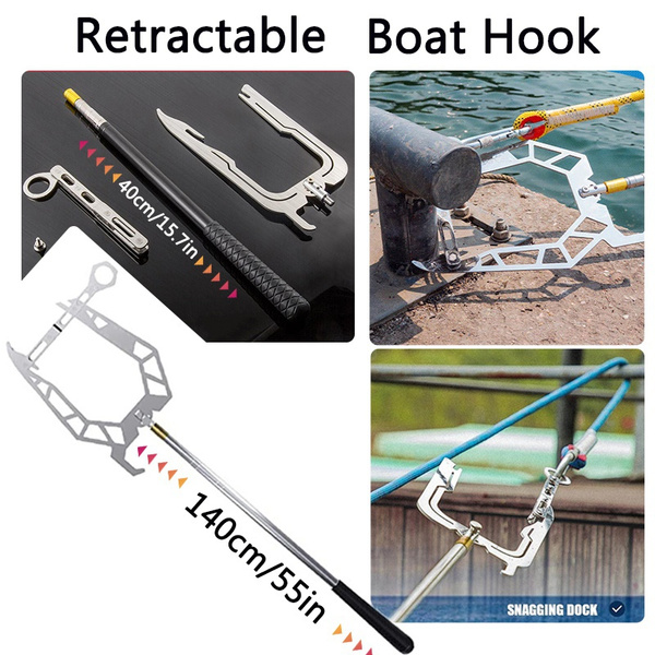 Retractable Boat Hook Mooring Rope U Type Threader Boat Hook Easy Stretch  Long-distance Threader Boat Hook Telescoping Boat Hook for Docking