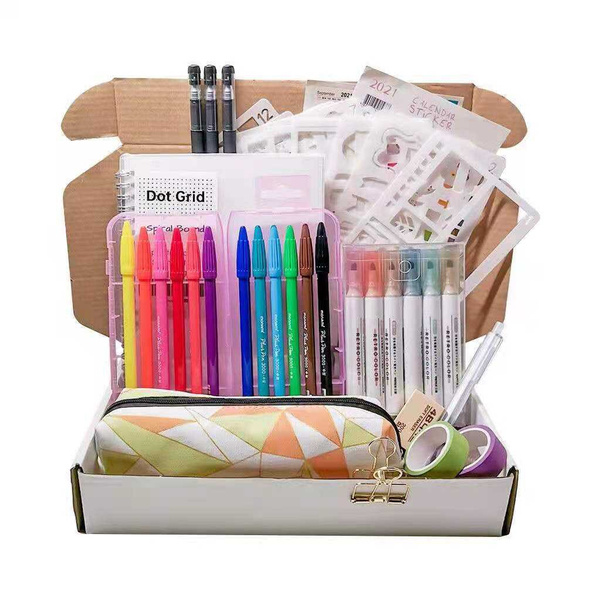 Self Funding Bullet Dotted Journal Gift Set- Grid Planner Set With Bleed  Proof A5 Paper, Washi Tape, Pastel Highlighters, Stickers, Marker Pen.
