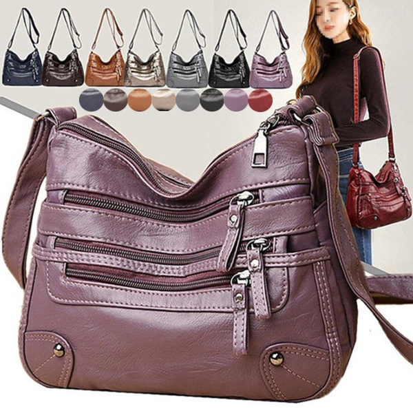 Fashion Leather Shoulder Bag ,Crossbody Bag Women's Wide Strap