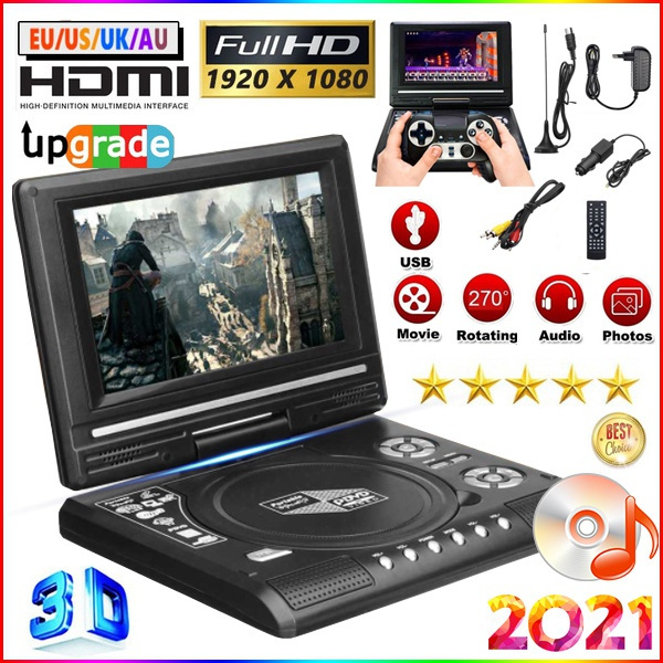 2021 New Upgrade High Quality 7.8 Inch Rotatable Portable DVD Player Digital Multimedia Player U Drive Play With FM TV Game Card Read Function VCD