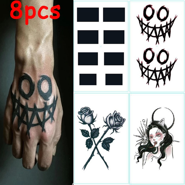 8pcs Ark Rose Love Clown Witch Square Temporary Tattoo Sticker Men Women  Body Art Arm Waist Fake Tattoos Waterproof Finger Tattoo | Wish
