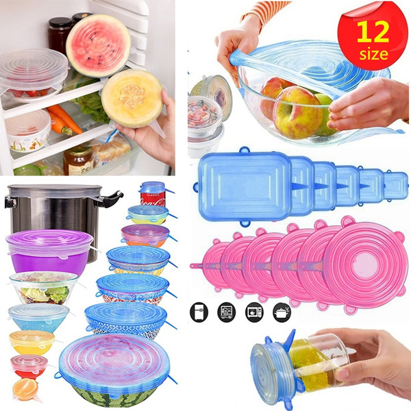 6PCS Silicone Stretch Lids Universal Silicone Food Wrap Pot Lid Silicone 