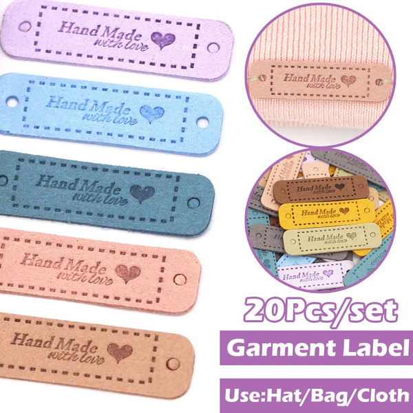 20Pcs Handmade Labels For Clothes Made With Love Leather Tags