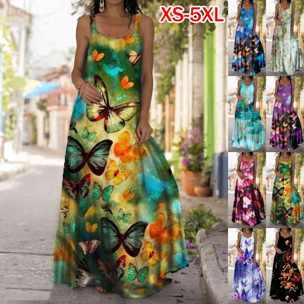 Vestido De Mujer Con Cuello En V Estampado Sin Mangas Chalec Vestido De Mujer Con Cuello En V Estampado Sin Mangas Chalec