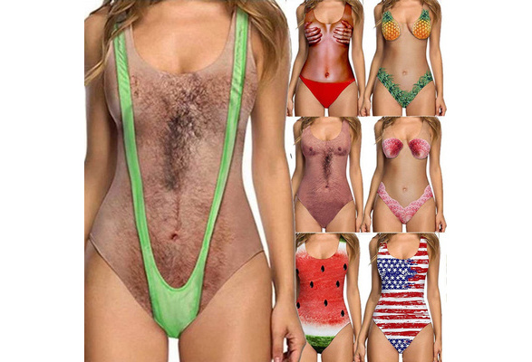 RAISEVERN Womens One Piece 3D Print Funny Swimsuits Bathing Suit Swimwear Beachwear