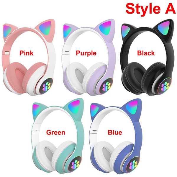 Cute Cat Ear Bluetooth 5.0 Hifi Headphones LED Noise Cancelling Girls