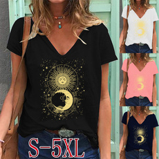 Summer, Plus Size, Star, printed shirts