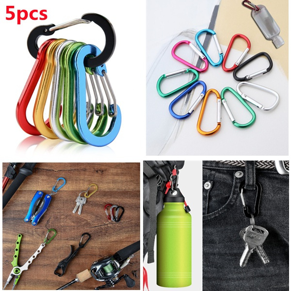 Multi-use Outdoor Tackle 5Pcs Tools Carabiner Outdoor Backpack Camping  Climbing Booms Fishing Hook Keychain Lock Buckle Snap Clip