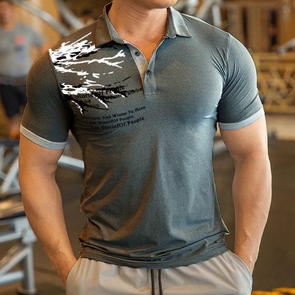 Lapel Short-sleeve Shirts Male Blouse 