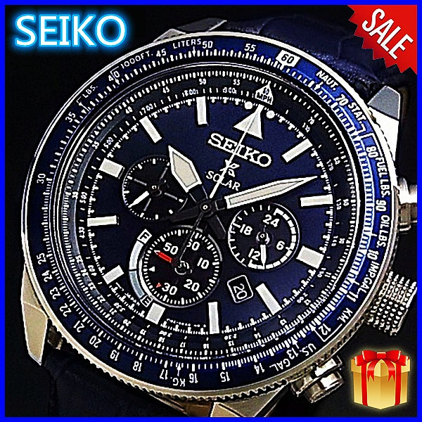 gevinst dommer lommelygter Men's Business Watch SEIKO PROSPEX Sky Series Watch 100M Waterproof Three  Eyes Blue Watch Solar Quartz Watch | Wish