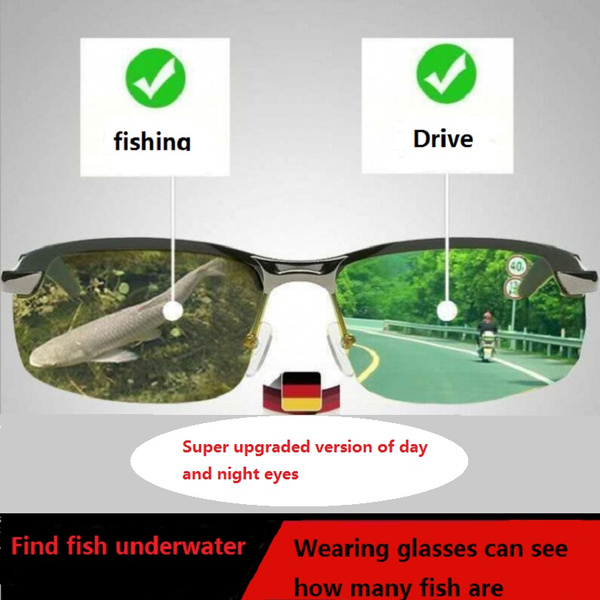Upgrade New Fishing Polarized Sunglasses Men's Sunglasses Toad Glasses Tide  Day and Night Dual-use Night Vision Driving Special