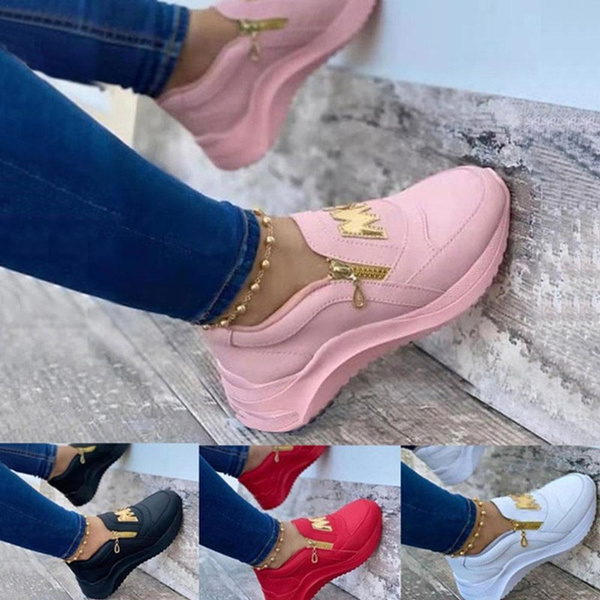 Women Chunky Sneakers Color Platform Shoes Thick Bottom Zipper Women's Shoes Sneakers | Wish