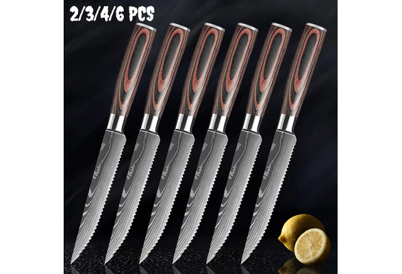 2/3/4/6 PCS Sharp Steak Knife Set 7CR17 Stainless Steel Serrated Meat  Slicing Knife Multipurpose Restaurant Cutlery Chef Knives