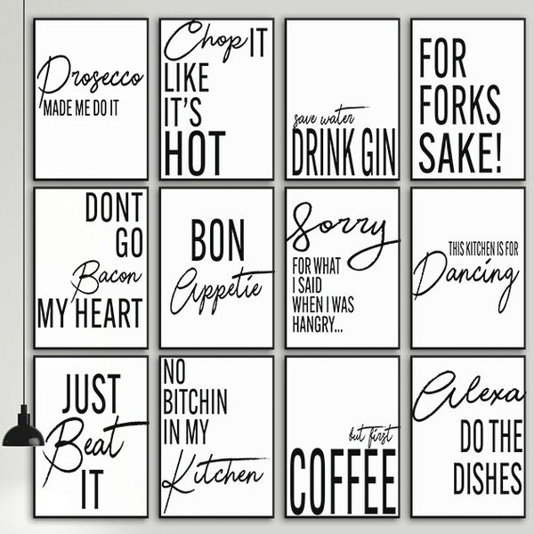 Funny kitchen quotes wall art