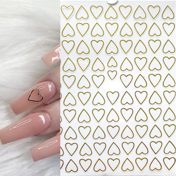 Nail Slider Nail Art Stickers Decals, Heart Shaped Line Curved