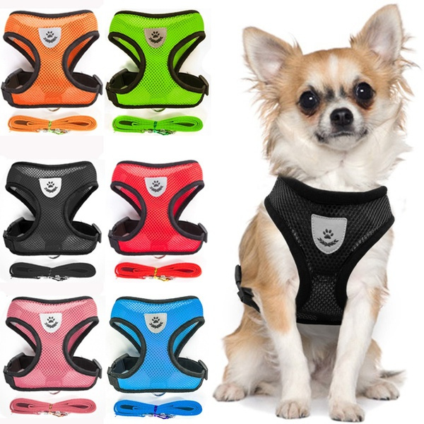 New Comfort Adjustable Dog Cat Puppy Vest Pet Leash Mesh Harness set S M L