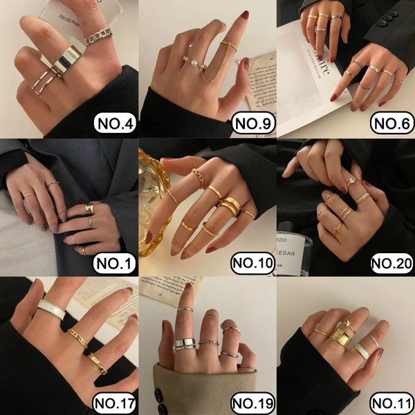 Fashion Rhinestone Gem 17 Set Finger Women Ring, Fashion Rings