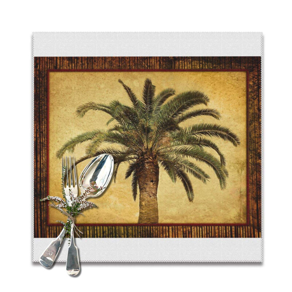 Vintage Palm Tree Tropical Placemats for Dining Table Decorations Washable Xmas New Year Kitchen Holiday Table Placemat,12 x 12 inches | Wish