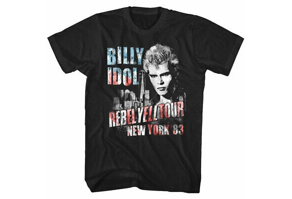 Billy Idol Rebel Yell Tour New York 1983 Mens T Shirt American Flag Punk Concert Billy Idol Rebel Yell Tour New York 1983 Mens T Shirt American Flag Punk Concert