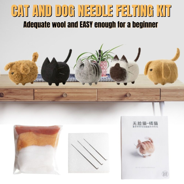 Cat and Dog Needle Felting Kit, Wool Felt Animal DIY Craft Box Felted  Adults Japanese Needles Binding Art Supplies Beginners Stitch Craft  Products, Animals Adult Starter Beginner Toy Making Gifts, White Persian