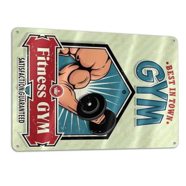 The Funny Gym Tin Signs Best In Town Fitness Vintage For Men Women Wall Decor Bars Restaurants Cafes Pubs Home Man Cave Metal Sign 30x20cm Or 30x40cm Wish - Funny Home Gym Wall Decor
