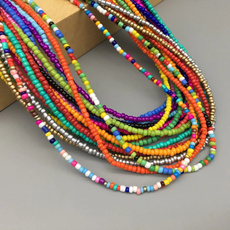 beachnecklace, seedbeadnecklace, Jewelry, Colorful