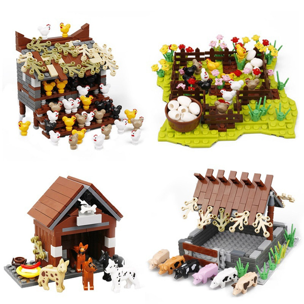 City Animal Chicken Farm Kennel Pig Farm Model Bricks Accessories