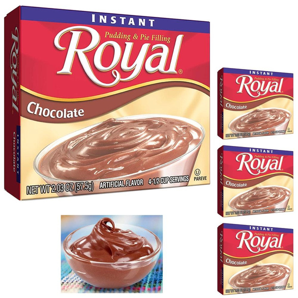 4 Packs Royal Instant Pudding Chocolate Dessert Mix Filling Fat Free 1