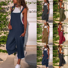 Summer, Plus Size, Cotton, denim overalls women