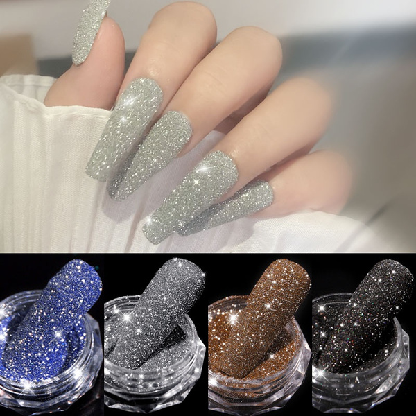 1PC 6Colors Sparkling Diamond Nail Powder Laser Silver Reflective Nail Glitter Dust Fine Shiny Pigment Holographic Nail Art Decorations | Wish