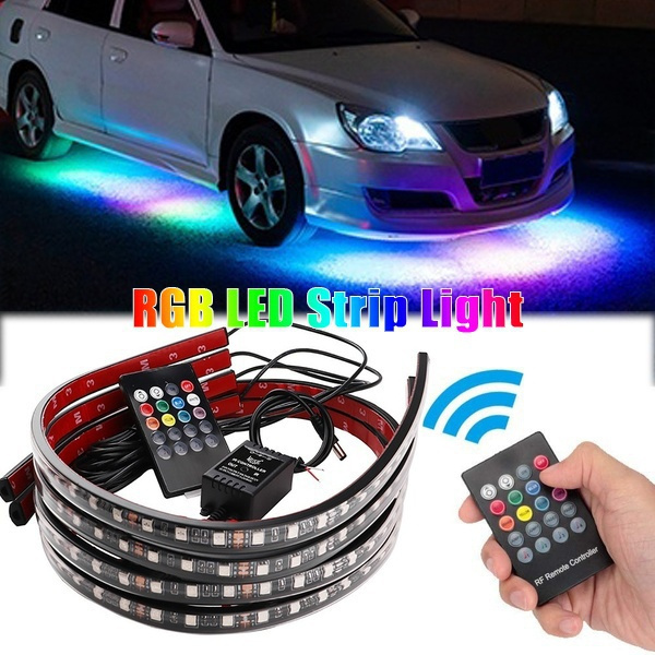 2021 Car Lights 4pcs RGB LED Under Car Decorative Tube Strip Underglow