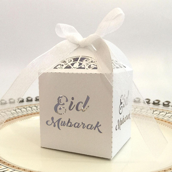 Ramadan Decoration Laser Cut Eid Mubarak Islamic Muslim Candy Box Gift Boxes 
