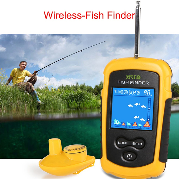 Portable Wireless Fish Finder for Shore Fishing for Beginners LCD Color  Screen 100M Depth Range Sonar Sensor Ultrasonic Fish Finder Echo Sounder  Water-resistant Depth Fish Finder