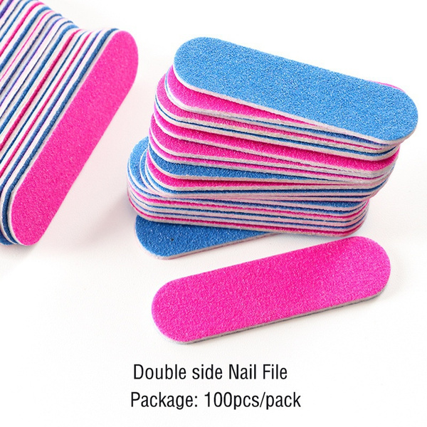 100/50/20/10pcs Nail File 180/240 Mini Double Color Wooden Sanding
