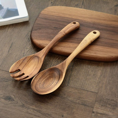 saladserver, forkspoon, naturalwoodspoon, utensil