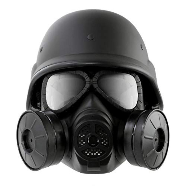 Survival game mask (3-piece set / mask + helmet + storage bag) [Double ...