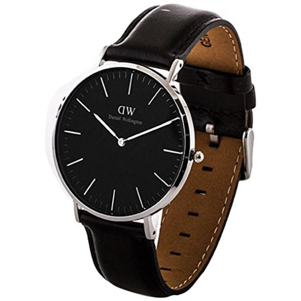 [Daniel Wellington] Daniel Wellington New CLASSIC BLACK 40mm Men's Silver  Watch Nylon Leather Band Analog Watch DW00100133