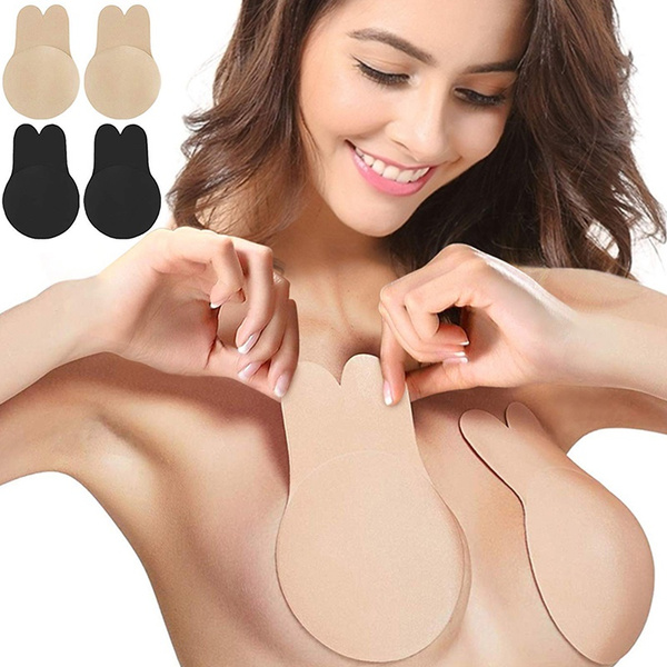 1 Pair Rabbit Ear Reusable Silicone Bust Nipple Cover Pasties Stickers  Breast Adhesive Invisible Bra Lift Tape