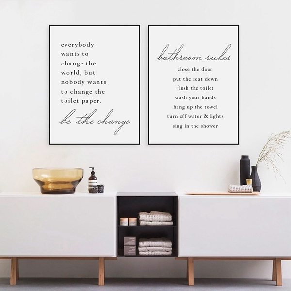 Bathroom Quote Canvas Posters and Prints Wall Pictures Modern Funny ...