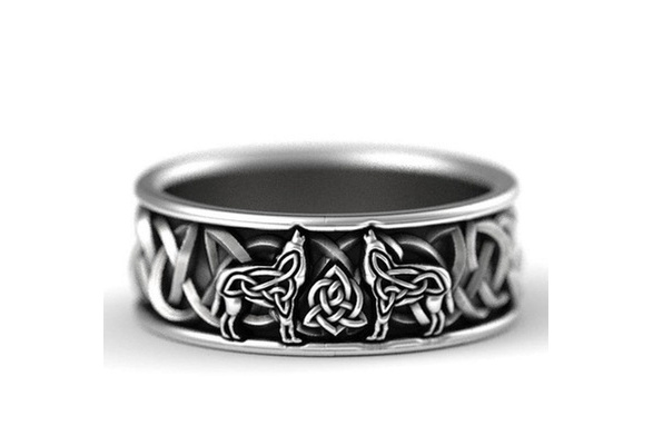 Plated S925 Silver Finlay Defense Totem Amulet Hip Hop Pirate Wolf Ring Male 