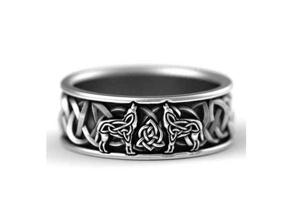 Plated S925 Silver Finlay Defense Totem Amulet Hip Hop Pirate Wolf Ring Male Plated S925 Silver Finlay Defense Totem Amulet Hip Hop Pirate Wolf Ring Male