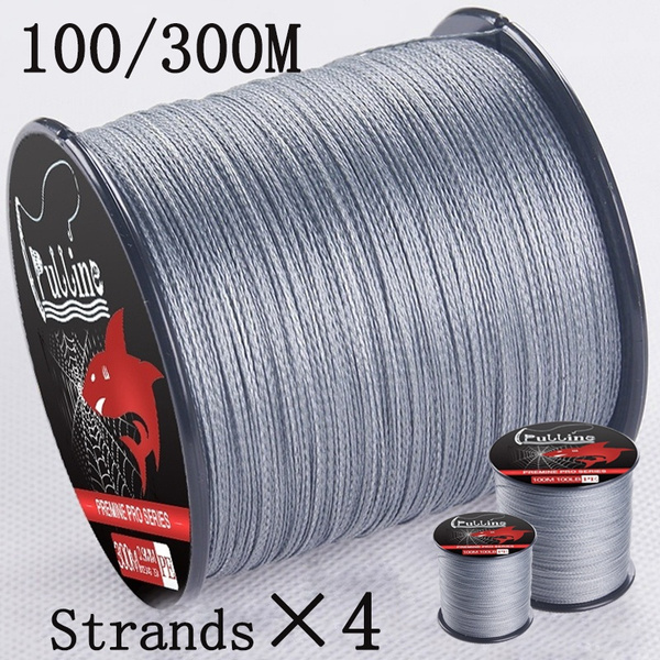 PULLINE Fishing Line 100M/300M Fishing Tools Super Strong 4 Strands 6lb-100lb  Braided Grey Color Fishing Tackle PE Lines Outdoor Sports